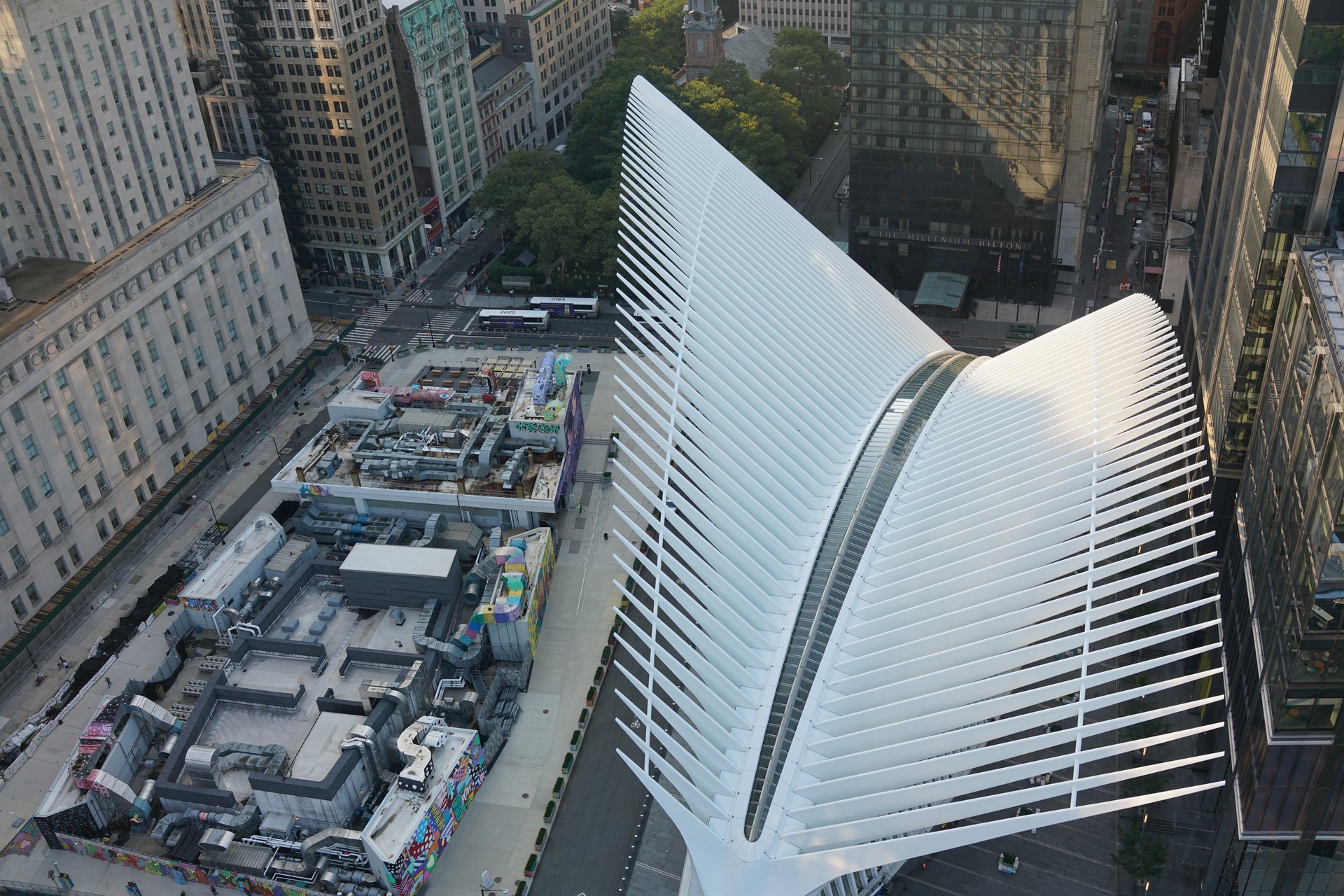 Drone inspection of the Oculus at the World Trade Center in NYC